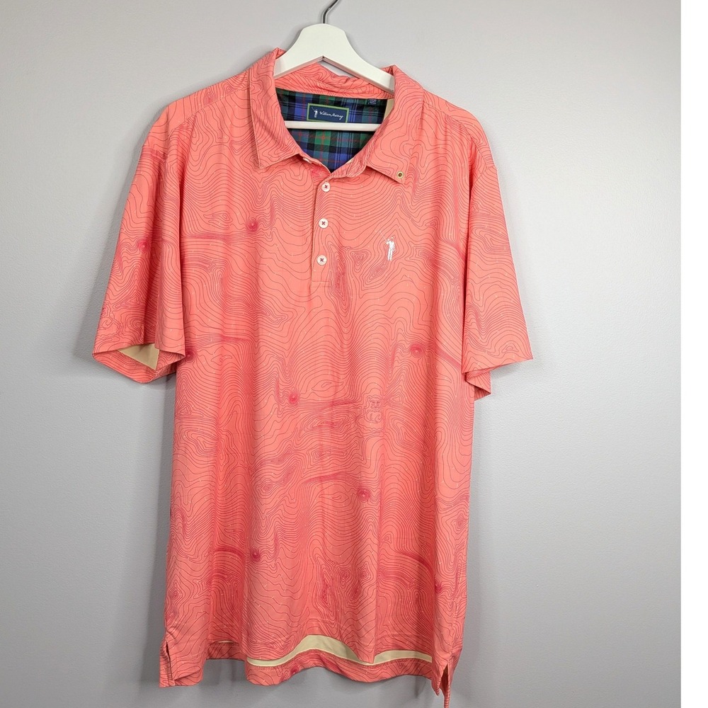 William Murray Golf Polo Mens XL Pink Excellent Topographic Map Wilderness Ridge